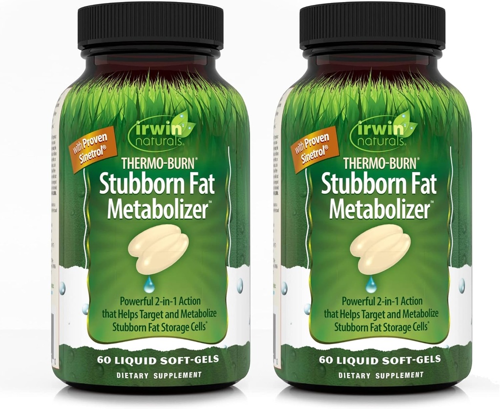 Irwin Naturals Thermo-Burn Stubborn Fat Metaboliser - 60 Liquid Soft-Gels, Pack of 2 - Βοηθά Στόχο & Μεταβολισμό Πεισματάρη Fat Αποθήκευση Κελιά - 40 Σύνολο Υπηρεσίες