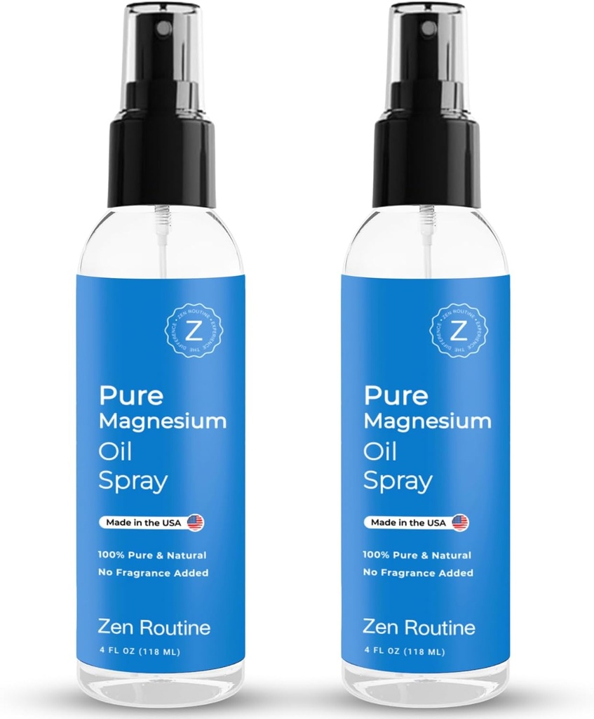 Pure Magnesium Oil Spray – 4oz (2 Pack) Organic USP Grade, Topical Magnesium Spray for Feet, Leg Cramps, Weight Management, Aceite de Magnesio, Natural Salt & Ancient Minerals – Κατασκευασμένο στις ΗΠΑ