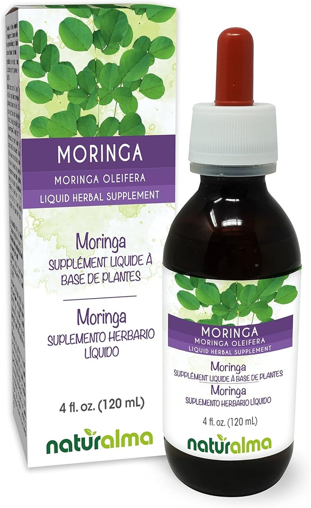 Naturalma Moringa (Moringa oleifera ή Moringa Aptera) Βάμμα χωρίς αλκοόλ - 4 fl oz Liquid Extract in Drops - Συμπλήρωμα βοτάνων - Vegan
