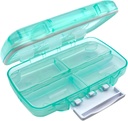 EZY DOSE Moisture-Proof Pill Case, Medicine Planner, Vitamin Organizer Box, Travel-Friendly, Latch-Closure to Secure Contents, 7 Ατομικά Διαμερίσματα Πολλαπλά Μεγέθη με Σφιχτή Σφραγίδα, Μεσαίο, Πράσινο