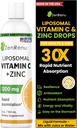 Zenrenu Liposomal Vitamin C και Zinc Υγρό Ποτό για Ενήλικες & Παιδιά - Μη ΓΤΟ Ηλιοτρόπιο Λεκιθίνη - Max Αντιοξειδωτικό & Ανοσοποιητική Υποστήριξη, 5 oz / 150 ml