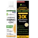 Zenrenu Liposomal Vitamin C και Zinc Υγρό Ποτό για Ενήλικες & Παιδιά - Μη ΓΤΟ Ηλιοτρόπιο Λεκιθίνη - Max Αντιοξειδωτικό & Ανοσοποιητική Υποστήριξη, 5 oz / 150 ml