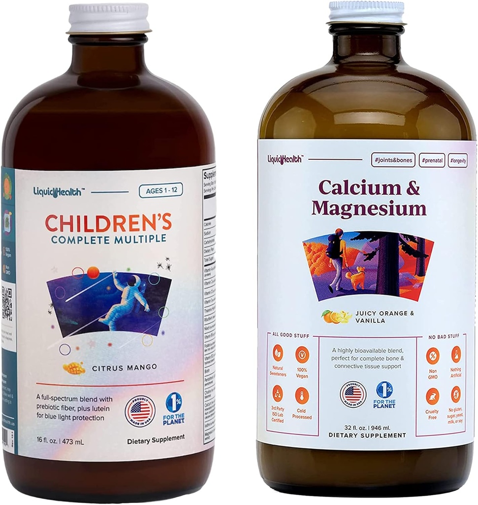 LIQUIDHEALTH Παιδιά πολυβιταμίνες Πλήρης Multi για τα παιδιά και το ασβέστιο με το κοινό συμπλήρωμα υποστήριξης μαγνήσιο