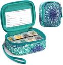 Διοργανωτές χαπιών FINPAC, 8 διαμερίσματα Travel Pill περίπτωση για εβδομαδιαία 7 ημέρες φαρμακευτική φροντίδα, συμπαγές & χαριτωμένο ιατρική Βιταμίνη Dispenser και κατόχους (Emerald Illusions)
