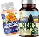 Number One Nutrition N1N Premium Men's Daily Multivitamin [Vitamins A C E D, Magnesium, Zinc] και Omega 3 6 9 + DHA Gummies [Vegan, Plant-based], 2 Pack Bundle