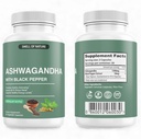 Συμπληρώματα οργανικής οσμής της φύσης Ashwagandha με εκχύλισμα μαύρου πιπεριού - 1300mg Pure Ashwagandha Extract - Ενεργειακή Υποστήριξη - Μη ΓΤΟ, Χωρίς γλουτένη, Vegan - 60 κάψουλες