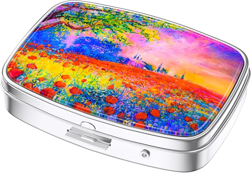 Nipichsha κουτί χάπι, μικρή θήκη χάπι για το πουρμπουάρ & τσέπη, χαριτωμένο ταξιδιωτική ιατρική Organizer, φορητός κάτοχος εμπορευματοκιβωτίων ιατρικής για να κρατήσει βιταμίνες, φαρμακευτική αγωγή, ιχθυέλαιο & συμπληρώματα, Ελαιογραφία