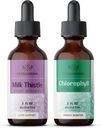 HERBAMA Herbal Liquid Drops Kit - Bundle of Milk Thistle Extract 2 fl oz και Liquid Chlorophyl 2 fl oz - Vegan συμπλήρωμα Liquid Extract - Μη ΓΤΟ, Ζάχαρη & Αλκοόλ-δωρεάν - 2 Pack