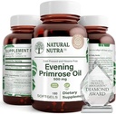 Natural Nutra Evening Primrose Oil συμπλήρωμα από το λίπος οξύ, βοηθά να ξεπεράσει τον πόνο του σώματος, νευρική υγεία, να προωθήσει Hearth Υγεία & Καθαρότητα του δέρματος, βοηθά στη μείωση Digestive δυσφορία, 500 mg, 180 Softgel