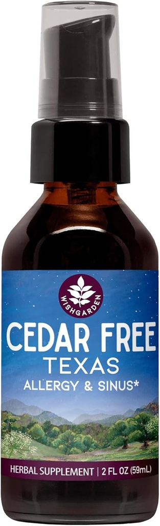 WishGarden Βότανα Cedar-ελεύθερος από το Τέξας Αλλεργία & Σινός - φυτικής βάσης βοτανική Αλλεργία Ανακούφιση για ενήλικες, Βοηθά Soothe Cedar Fever Συμπτώματα, Ζώνη 5 Αλλεργία Formula, Texas Fever Relief Drops, 2 ουγγιές