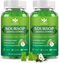 Soursop Graviola Gummies with Sea Moss Extract - Αντιοξειδωτικό, υποστήριξη & αναγέννηση κυττάρων, ανοσοποιητική υποστήριξη, Soursop Gummy με θαλάσσια Μος, βιταμίνη C & ψευδάργυρο, Apple Flavor - 60 Gummies(2 Pack)