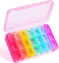Weekly Pill Organizer 3 Times a Day - Odaro 3 Times a Day,Large Pill Box 7 Day,Portable Pill Case for Purse,Daily Pill Organizer,Medicine Organizer for Vitamins,Supplement and Medication(Pink)