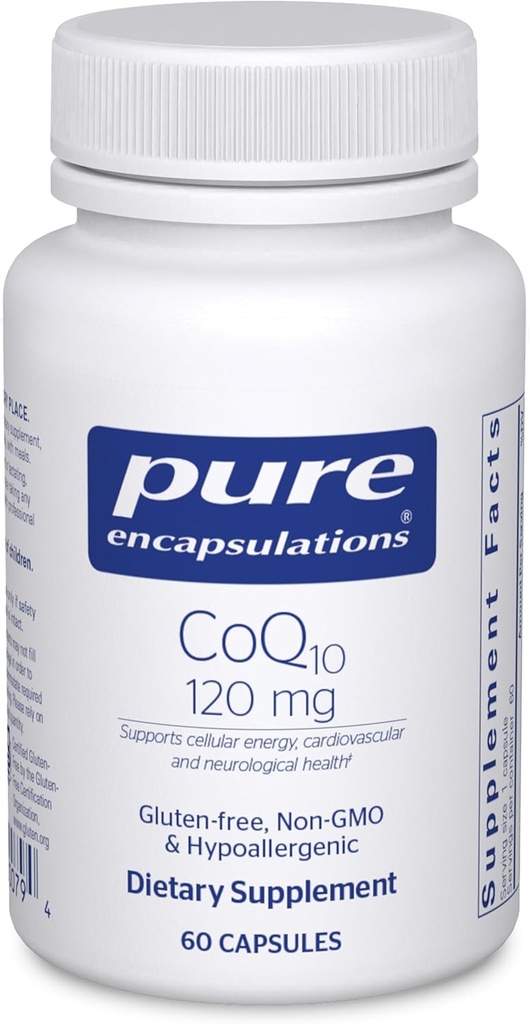 Pure Encapsulations CoQ10 120 mg - Συμπλήρωμα Συνένζυμου Q10 για την Υγεία της Καρδιάς, την Ενέργεια, τα Αντιοξειδωτικά, τον εγκέφαλο και τη Μνήμη Υγεία - Κυτταρική Υγεία, Γνωστική & Καρδιαγγειακή Υποστήριξη* - 60 Κάψουλες