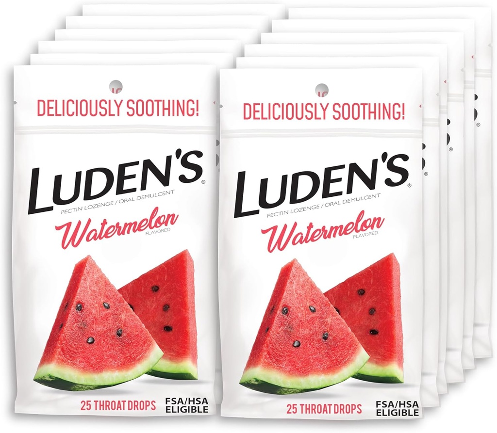 Ludens Cartermelon Throat Drops, Sore Lroat Relief, 25 Count (πακέτο των 12)