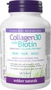 Webber Naturals Collagen30 με Biotin, 2.500 mg Bioactive Collagen Peptides με 5,000 mcg Biotin Per Serving, 120 Tablets, Για Σύνθετη Νόση Δέρματος, Μαλλιάς και Καρφιών, Γαλακτοκομικά & Γλουτένη Χωρίς