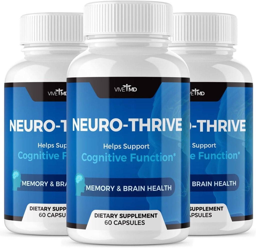 Bive MD Neuro Thrive Brain Supplement - Επίσημη Formula - Neuro Thrive PQQ, Neuro Thrive, Extra Strength with Ginkgo Biloba Extract, Siberian Ginseng Extract - (3 Pack)