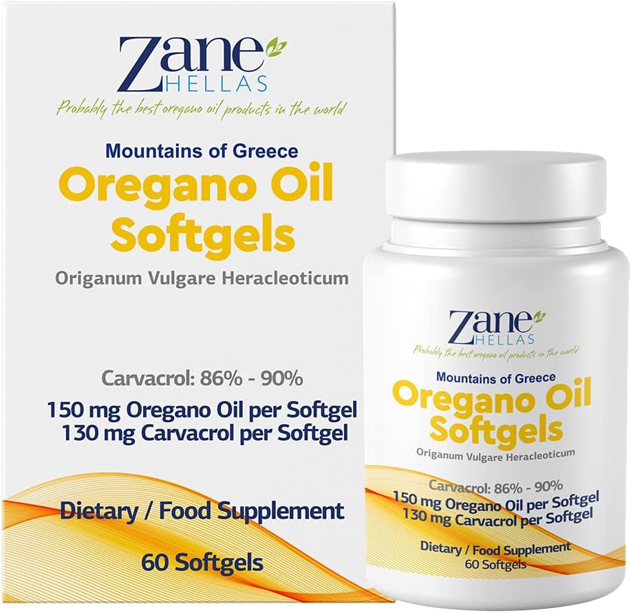 130 mg Carvacrol - 150 mg Oregano Oil ανά Softgel. Παγκόσμια υψηλότερη συγκέντρωση Ρίγανη κάψουλα λαδιού. Zane Hellas Origano Oil. Το Softgel περιέχει 30% αιθέριο έλαιο Orγανης. 120 Softgels.