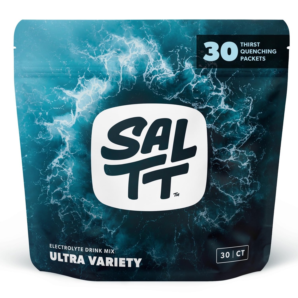 SALTT Electrolytes Powder Packets, Ultra Variety Pack (30 Packets) - Μαγνήσιο, Κάλιο, Νάτριο, Ίχνη Ορυκτών - Vegan, Χωρίς ζάχαρη, Χωρίς γλουτένη - Ταξιδιωτικά Απαραίτητα - Made in USA