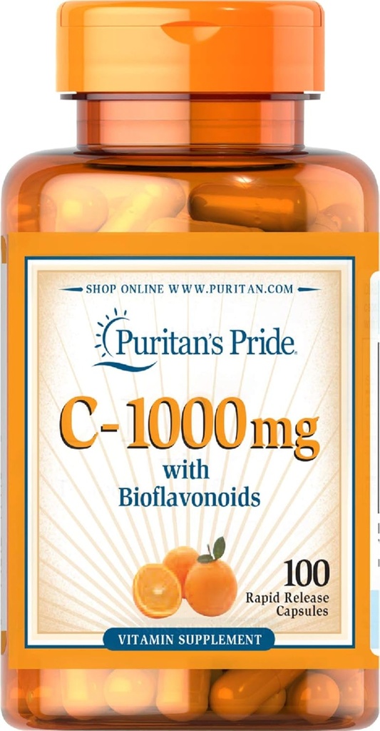 Puritan's Pride Vitamin C με Bioflavonoids για την υποστήριξη του ανοσοποιητικού συστήματος & κάψουλες υγείας του δέρματος 