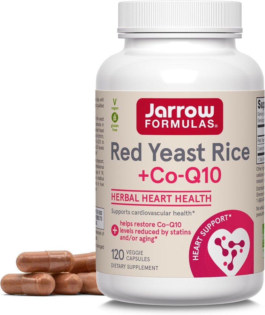 Jarow Formulas Red Yeast Rice 1200 mg & Co-Q10 100 mg ανά Σερβίρισμα - 120 Veggie Caps - 60 Servings - Φυτική Υγεία της Καρδιάς Συμπλήρωμα Διατροφής - Υποστηρίζει Καρδιαγγειακή & Καρδιά Υγεία - Vegan