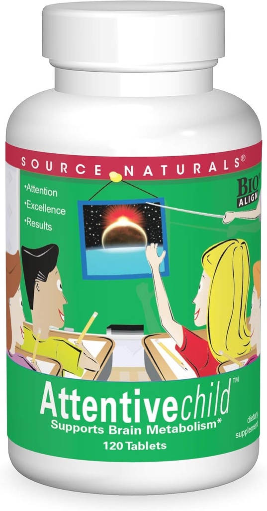 Source Naturals Προσαρμοστικό Παιδί - Υγιή Γνωστικά θρεπτικά συστατικά για Ενεργά Παιδιά - Βελτιωμένη Εστίαση & Προσοχή με DMAE, Μαγνήσιο, Ψευδάργυρο & Σπόροι σταφυλιού - 120 δισκία