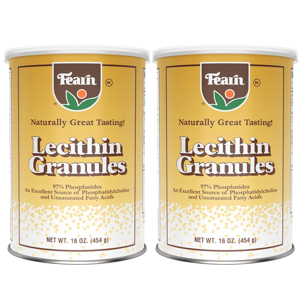 Fearn Natural Foods Σόγια Λεκιθίνη Κοκκία – Λιπαρά γαλακτωματοποιητής με Απαραίτητα θρεπτικά συστατικά για την υγεία, Βελτιώνει την υφή των Κέικ, Ψωμί & DIY Gummies, 16 Oz (Pack of 2)