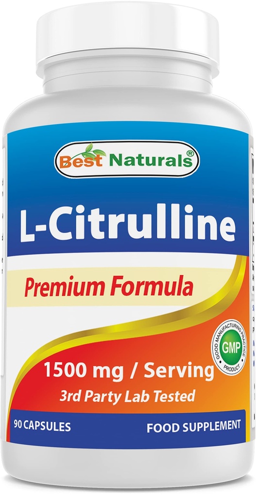 Best Naturals L-Citrulline Κάψουλες - 1500mg/serving - Μη ΓΤΟ - Χωρίς γλουτένη - 90 κάψουλες (90 Count (Pack of 1))