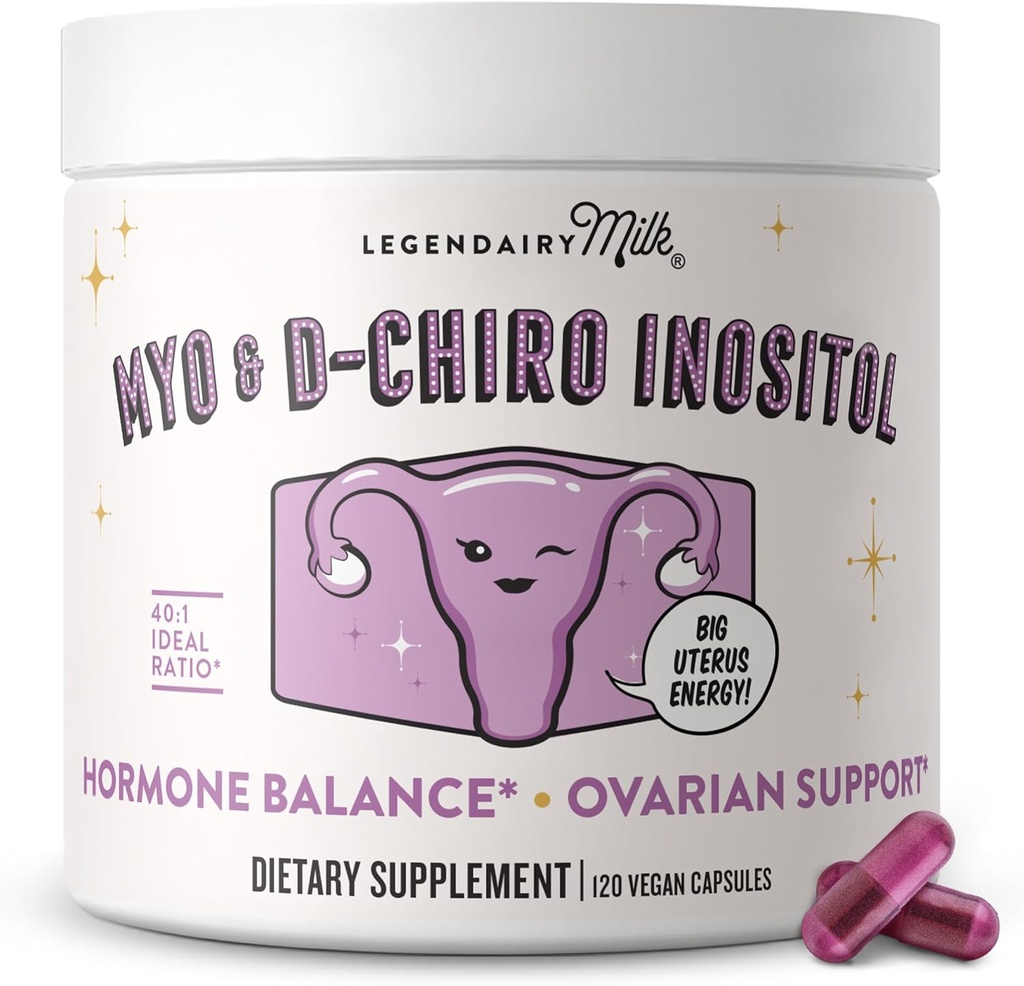 Legendairy Milk Pure Inositol Supplement - Myo Inositol και D-Chiro Inositol Κάψουλες - Ideal 40:1 Ratio - Ovarian & Fertility Υποστήριξη για τις γυναίκες - 30 Ημέρα προσφοράς