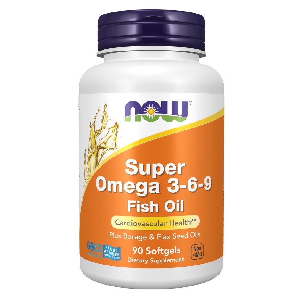 NOW Supplements, Super Omega 3-6-9 1200 mg with a blend of Fish, Borage and Flax Seed Oils, 90 Softgels
