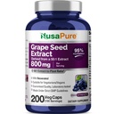 Εκχύλισμα σπόρων σταφυλιών NusaPure 40.000mg ανά καψάκιο, 200 κάψουλες Vegan, τυποποιημένο, μη ΓΤΟ, χωρίς γλουτένη, ρεσβερατρόλη