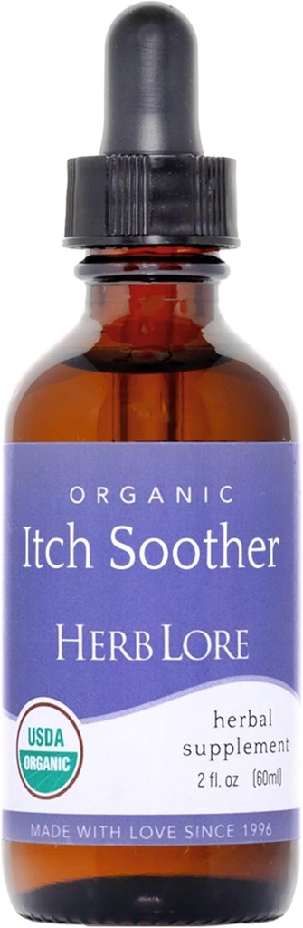 Herb Lore Organic Itch Soother Tincture - Soothes Itchy Pregnancy Skin & Rash, Liquid Milk Thistle, Dandelion & Yellow Dock Liver Support Supplement Drops (2 fl oz)