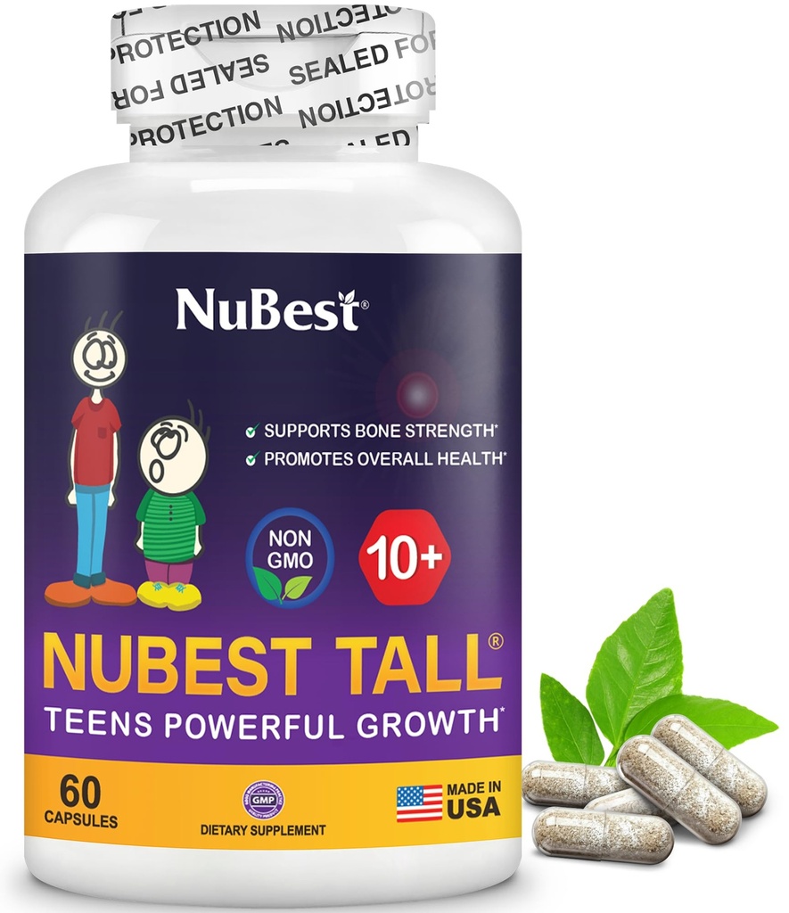 NuBest Tall 10+ Premium Δύναμη των οστών Φόρμουλα, Ενισχυμένη Ανοσία και Συνολική Υγεία για την Ηλικία 10+ με Ασβέστιο, Βιταμίνη D3, Βιταμίνη K2, και Πολυβιταμίνες 60 Κάψουλες 1 Μήνα Προσφορά