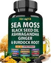 Sea Moss Black Seed Oil Ashwagandha Ginger, Βιολογικές κάψουλες Moss με Burdock Root, Irish Seamoss Pills με Bladderwrack, Advanced Multimineral Supplement, ΗΠΑ