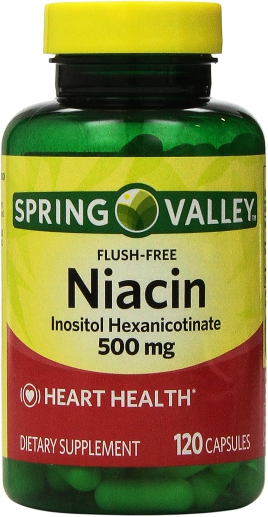 Spring Valley - Flush Free Niacin (B-3) 500 mg, 240 κάψουλες (2 φιάλες των 120)