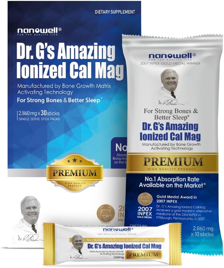 Dr. G's Amazing Ionized Cal Mag 2,860mg (Premium) - Δύναμη των οστών και συμπλήρωμα υγείας των οστών με ιονισμένο ασβέστιο & μαγνήσιο Stick συσκευασίες - 30 Sticks x 1 Pack (30 Count)