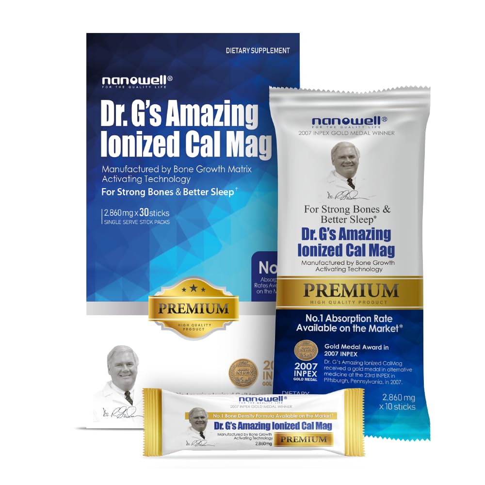 Dr. G's Amazing Ionized Cal Mag 2,860mg (Premium) - Δύναμη των οστών και συμπλήρωμα υγείας των οστών με ιονισμένο ασβέστιο & μαγνήσιο Stick συσκευασίες - 30 Sticks x 1 Pack (30 Count)