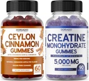 Ceylon Cinnamon (60 Count) - Βερβερίνη & Ginseng για Digestion Συνολική Wellness Υποστήριξη και Creatine Monohydrate (90 Gummies) Delicious Blue Raspberry Chews Flavored Supplement - Μη ΓΤΟ & Made in USA
