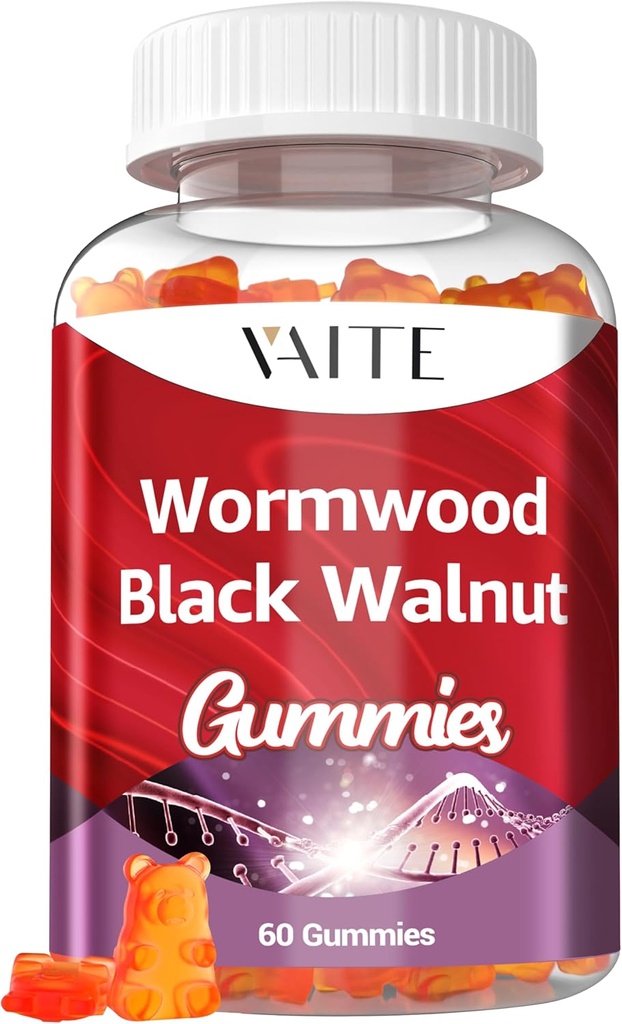 Black Walnut Wormwood Gummies - συμπλήρωμα βοτάνων με Artemisia Annua Herb & Juglans nigra Hull για Digestive Wellness & Natural Body Cleanse, Non-GMO & Gluten Free Συμπληρώματα - 60 Gummy Chewables