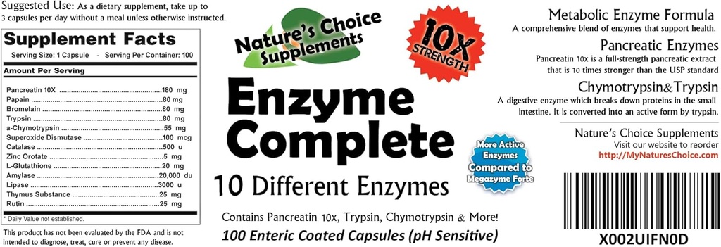Ένζυμο Πλήρης με Chymotrypsin, Trypsin & More