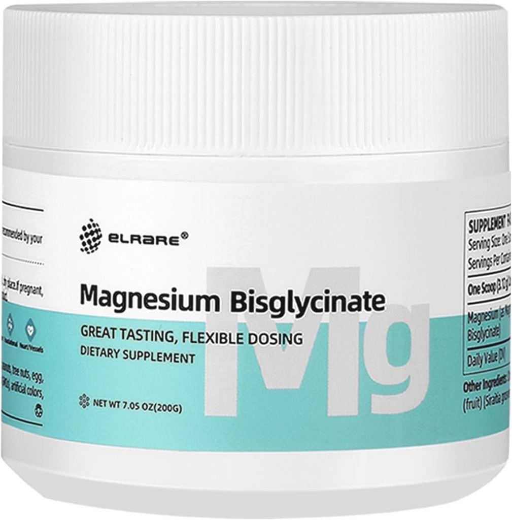 Magnesium Bisglycinate Powdered, Glycinate Magnesium Supplements, 200mg Magnesium, 7.05 Oz, 64 Servings