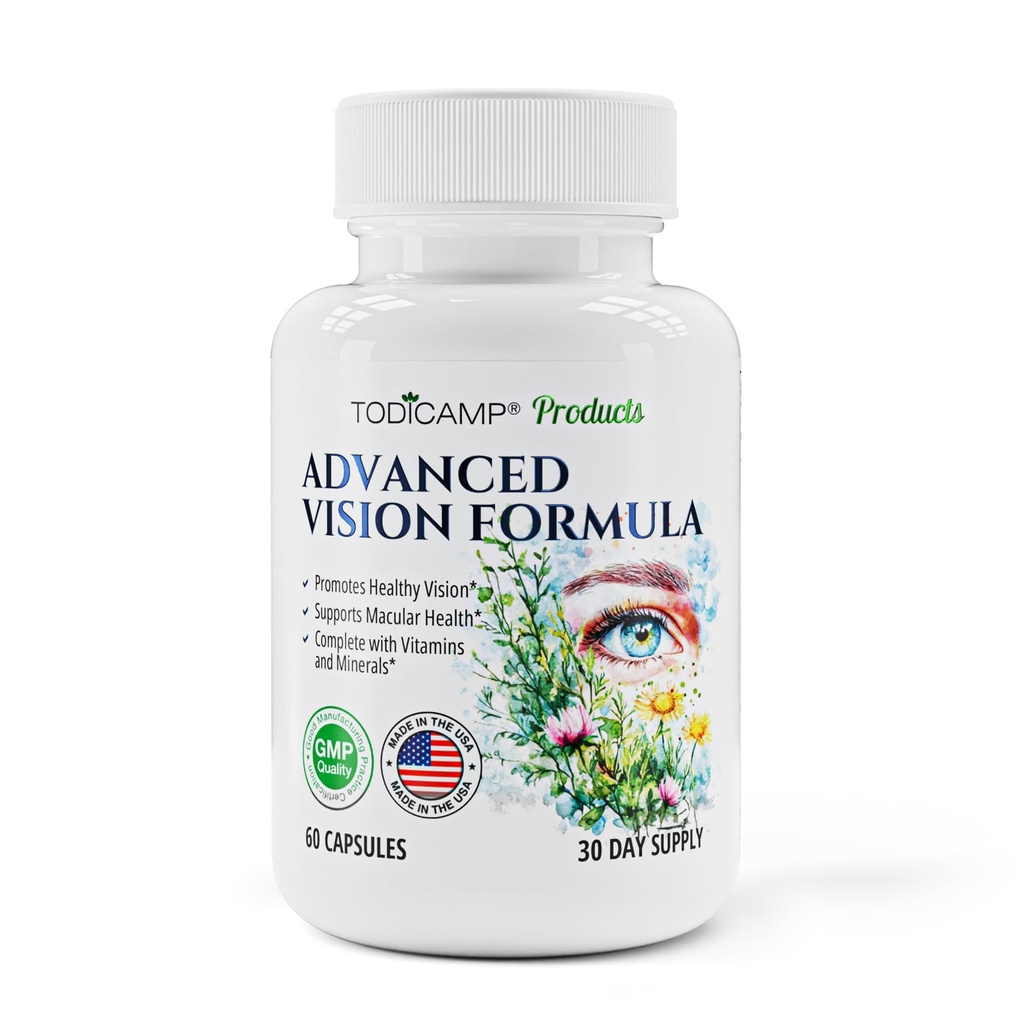 TODICAMP Macular Support Eye Health Vitamins & Vision Supplements Lutein 400mg, Zeaxanthin 10mg, Eyebright Herb, Lycopene Supplement & Bilberry Supplement for Eyes, Eye Vitamins for Seniors & Adults