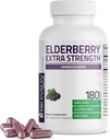 Bronson Elderberry Επιπλέον δύναμη, υποστηρίζει υγιές ανοσοποιητικό σύστημα & αντιοξειδωτική προστασία, μη ΓΤΟ, 180 κάψουλες χορτοφάγων