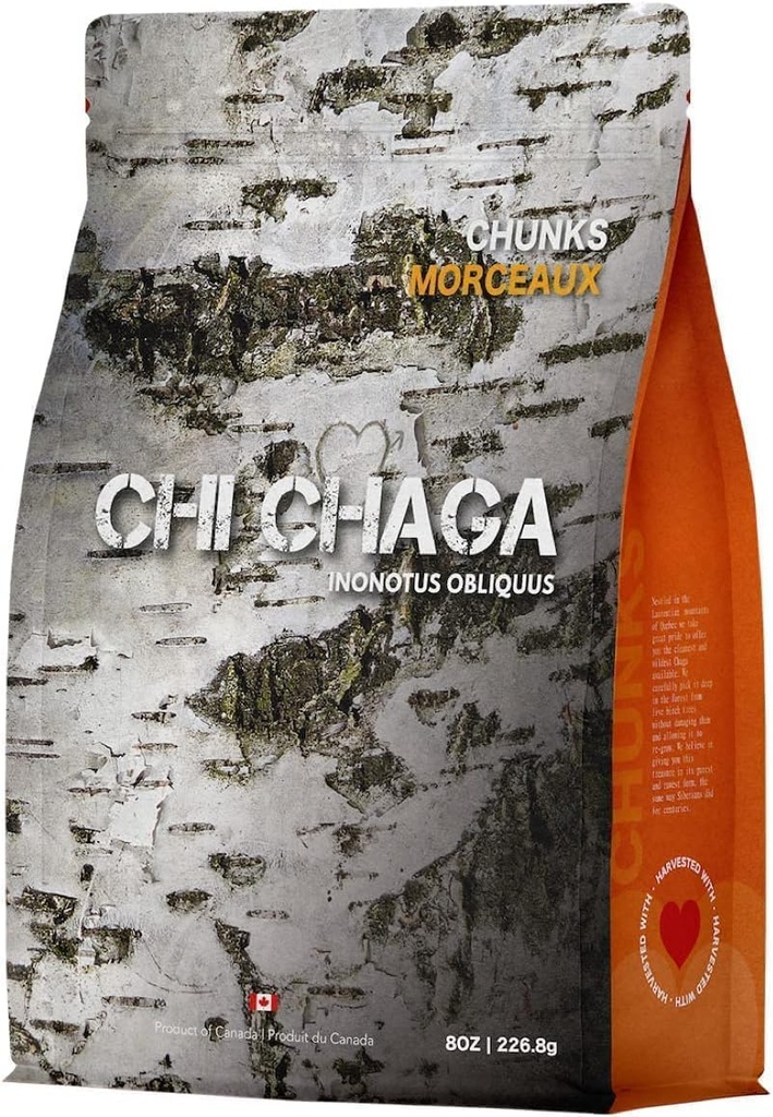 Premium Βιολογικό Τσάγκα Mushroom Chunks - 8 oz του Αυθεντικού 100% Άγρια Συγκομιδή Καναδικό Τσάι Τσάγκα - Superfood