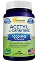 aSquared Nutrition Acetyl L-Carnitine 1000mg Per Serving Max Strength - 200 Veggie Capsules - High Dosage Acetyl L Carnitine HCL (ALCAR) Supplement Pills to Support Pure Energy, Brain Function