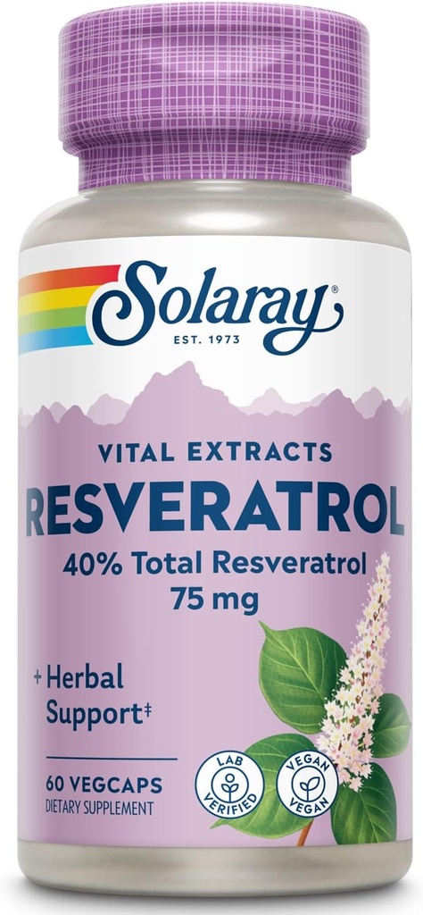 SOLARAY Εγγυημένη ρεσβερατρόλη, Veg Cap (Btl-Plastic) 75mg 