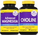 InnovixLabs Choline & Magnesium Bundle Choline Bitartrate 550mg (100 κάψουλες) Προηγμένο μαγνήσιο (150 κάψουλες). Υποστηρίζει τη μνήμη, Mood, Brain Health & Boost Γνωστική.*