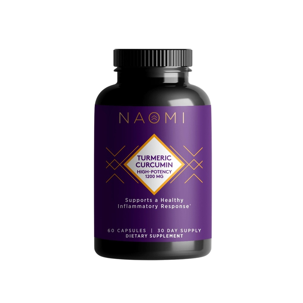 NAOMI Turmeric Curcumin High-Potency 1.200 mg, 95% Κουρκουμινοειδή & BioPerine Black Pepper Extract για την ενίσχυση της απορρόφησης έως 2000%, Extra-Stength Joint, Μύες, Υποστήριξη εγκεφάλου, 60 Caps, 30-Day Supply