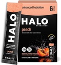 Halo Hydration Electrolyte Powder Packets – Ροδάκινο - 6 Σερβιέτες (5g Κάθε) - Βιολογική Ενυδάτωση Ποτό με Χαμηλή Ζάχαρη + Ουσιώδεις Βιταμίνες + Ορυκτά - Vegan