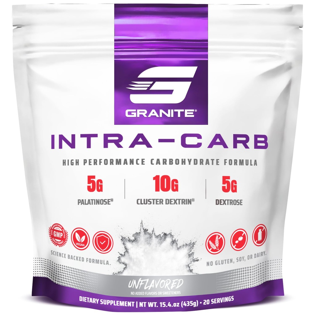 Granite Intra Carb Powder, Unflavored, High-performance Carbohydrate Blend με Cluster Dextrin, Παλατινόζη, & Δεξτρόζη, Υποστηρίζει την ενέργεια και την κατάρτιση (20 υπηρεσίες)