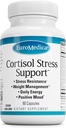 EuroMedica Cortisol Stress Support - Ημερήσιο συμπλήρωμα ενέργειας με κάψουλες DHEA - Vegan με βιταμίνη B2 & C - Συμπλήρωμα διατροφής για την υποστήριξη ανοσοποιητικού συστήματος - 60 κάψουλες